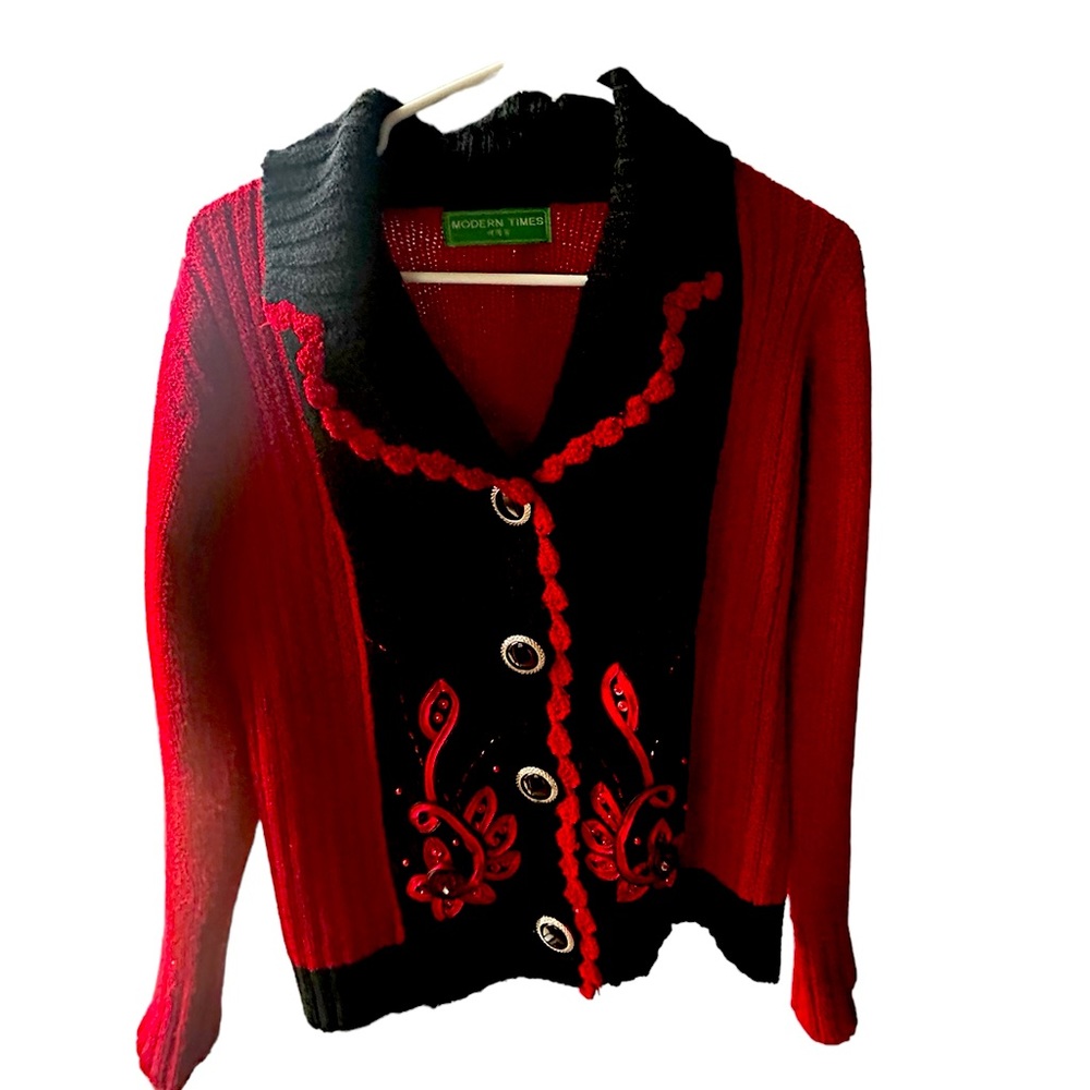 Vintage red and black knitted sweater